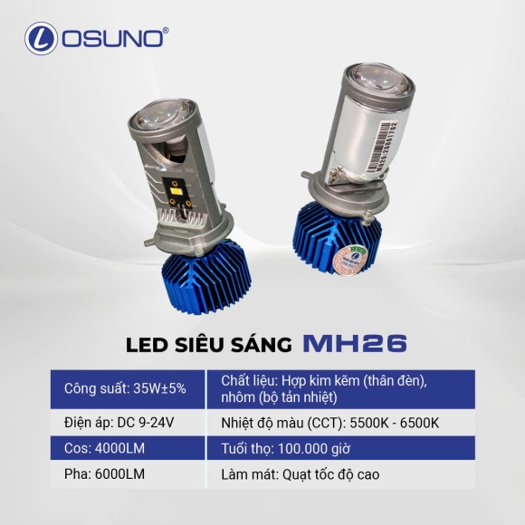 Bộ đèn Led siêu sáng siêu tản nhiệt Osuno MH26